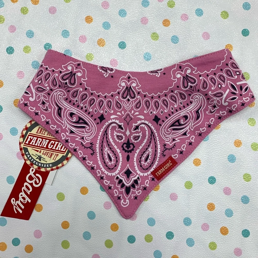 Farm Girl Brand Pink Paisley Bandana Baby Bib